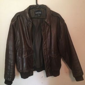 Lands End Heavy leather A2 Flight bomber jacket